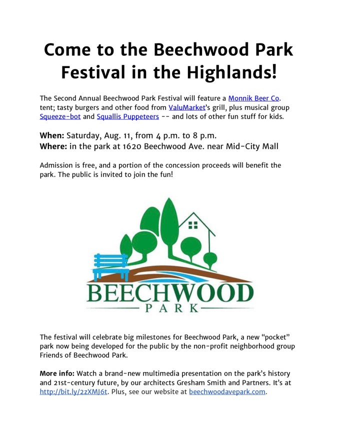 August 2018 Beechwood Park Festival poster